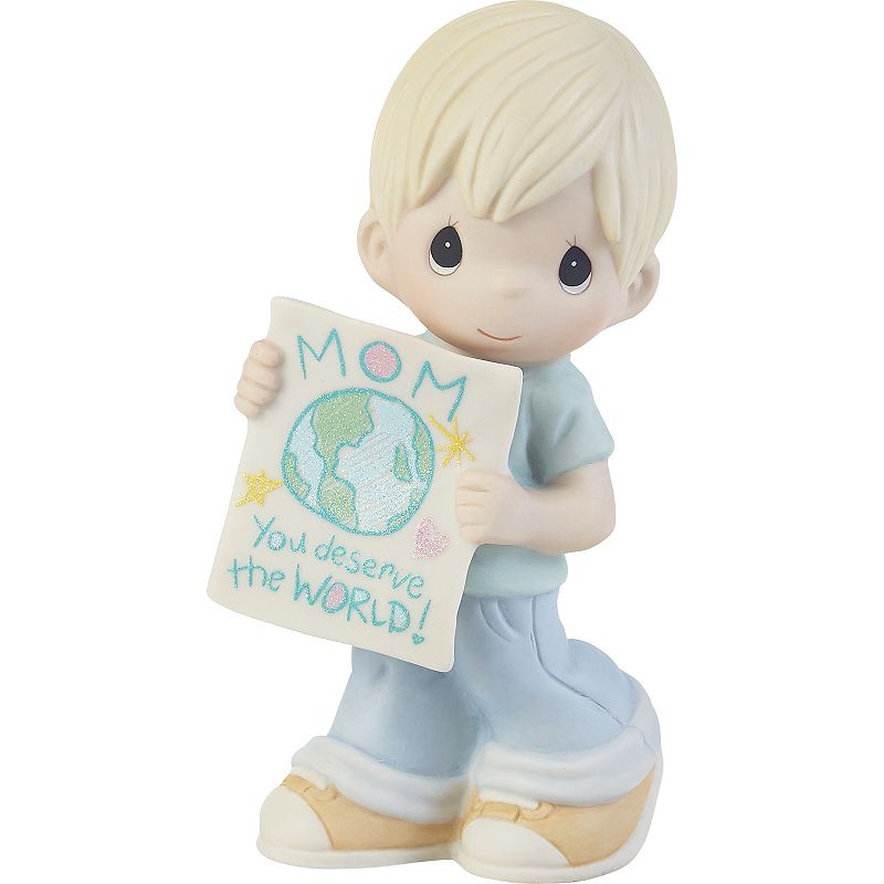 Precious Moments Mom Deserves The World Boy Figurine Table Decor, Multicolo