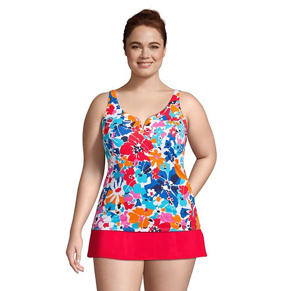 Plus Size Lands End Bust Enhancer Sweetheart Tankini Top 0589