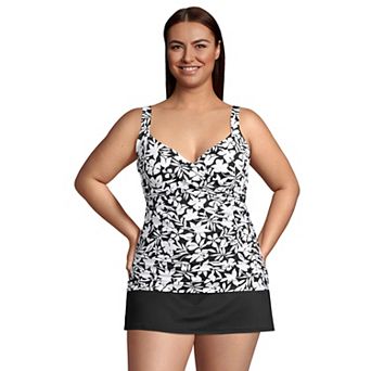 Plus Size Lands' End Tummy Control Surplice Underwire Tankini Top