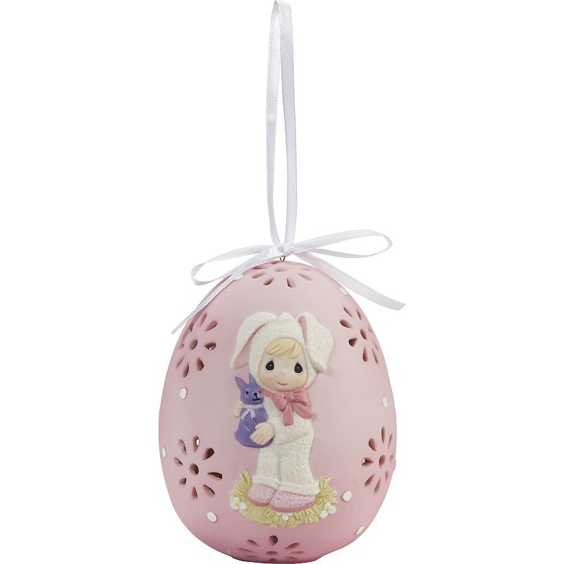 Precious Moments Egg Bunny Figurine Easter Ornament, Pink