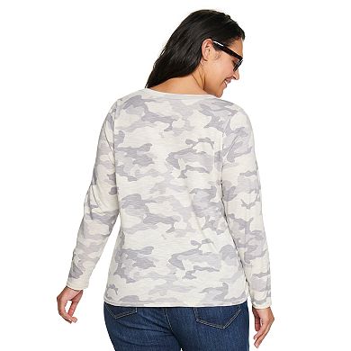 Plus Size Sonoma Goods For Life® Favorite V-Neck Long-Sleeve Tee