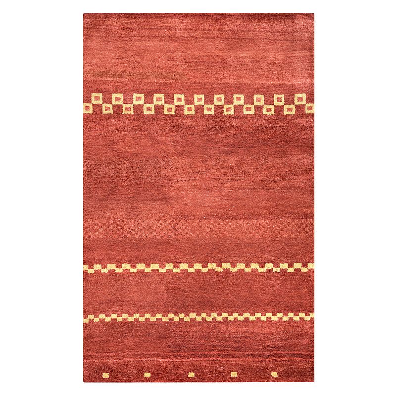 Alora Decor Desert Wool Area rug, Red, 5X8 Ft