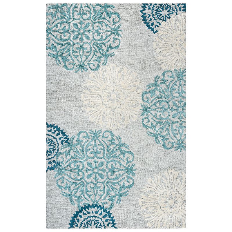 Alora Decor Charming Wool Area rug, Blue, 6.5X9.5 Ft