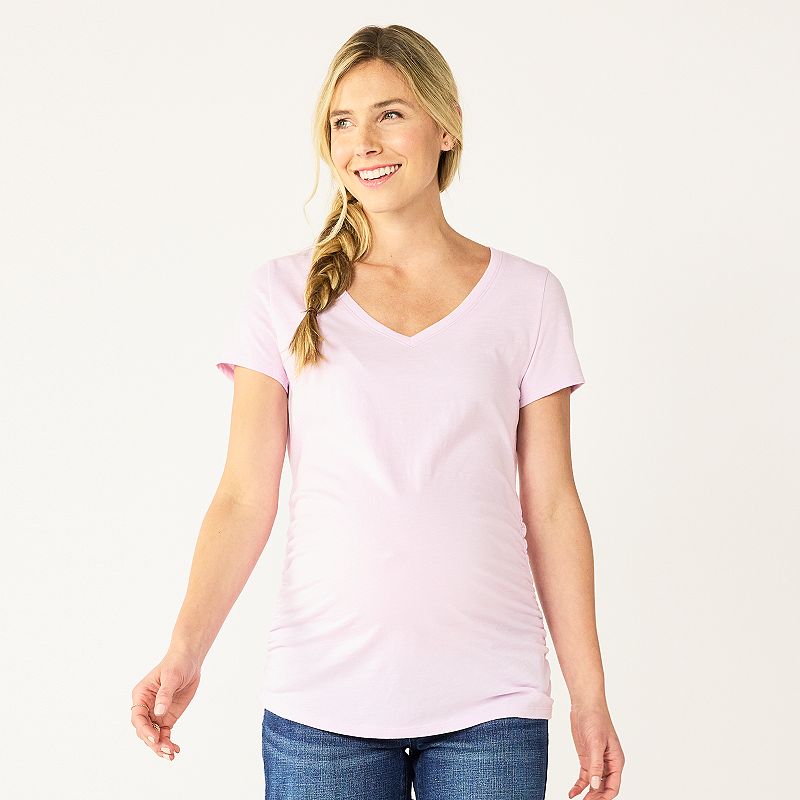 Maternity Sonoma Goods For Life Essential V-Neck Tee, Womens, Size: XL-Mat