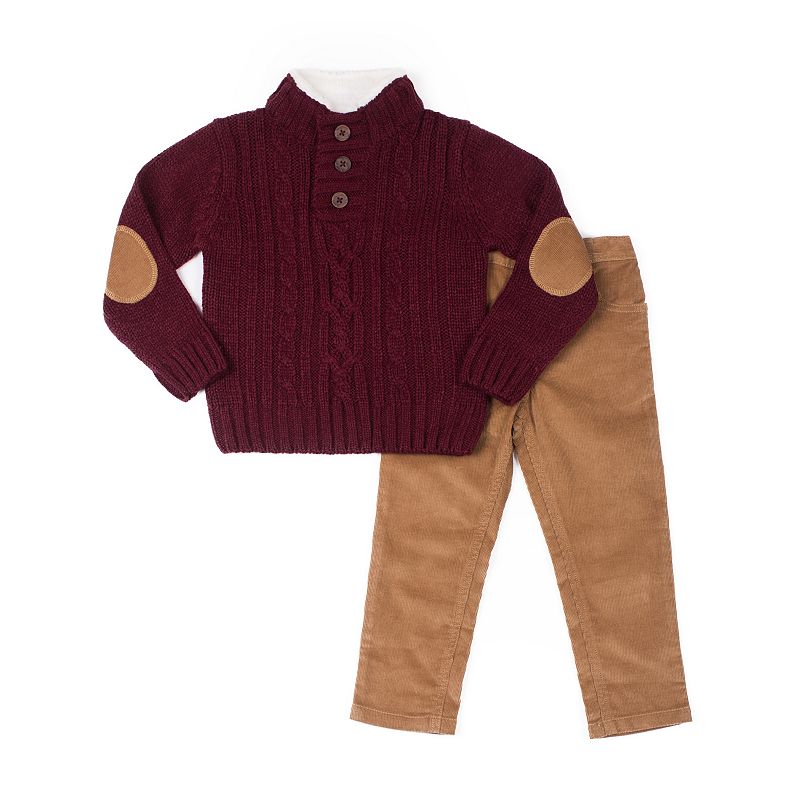 Toddler Boy Little Lad Cable Knit Sweater & Corduroy Pants Set, Toddler Boy