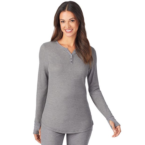 Stretch Thermal Long Sleeve Split V-Neck PLUS - Cuddl Duds