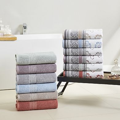 Modern Threads 6-piece Yarn Dyed Jacquard & Solid Bath Towel Set