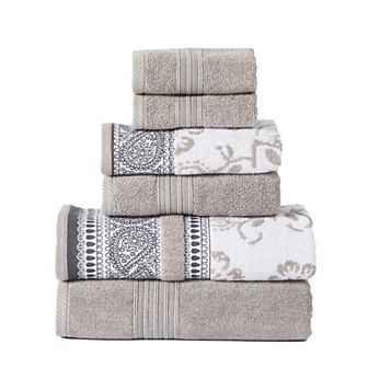 Modern Threads 6 pc Yarn Dyed Jacquard & Solid Bath Towel Set