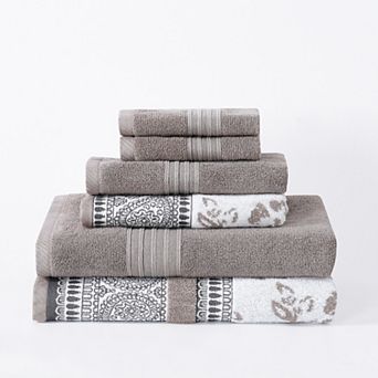 Modern Threads 6 pc Yarn Dyed Jacquard & Solid Bath Towel Set
