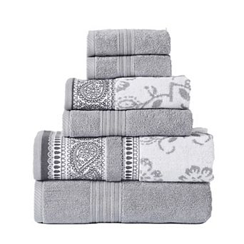 Modern Threads 6 pc Yarn Dyed Jacquard & Solid Bath Towel Set