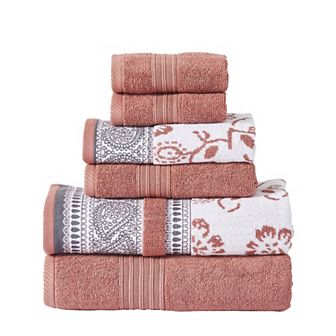 Modern Threads 6 pc Yarn Dyed Jacquard & Solid Bath Towel Set