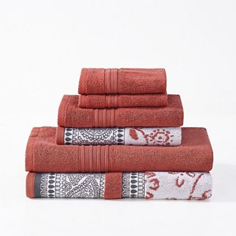 Modern Threads 6 pc Yarn Dyed Jacquard & Solid Bath Towel Set
