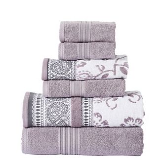 Modern Threads 6 pc Yarn Dyed Jacquard & Solid Bath Towel Set