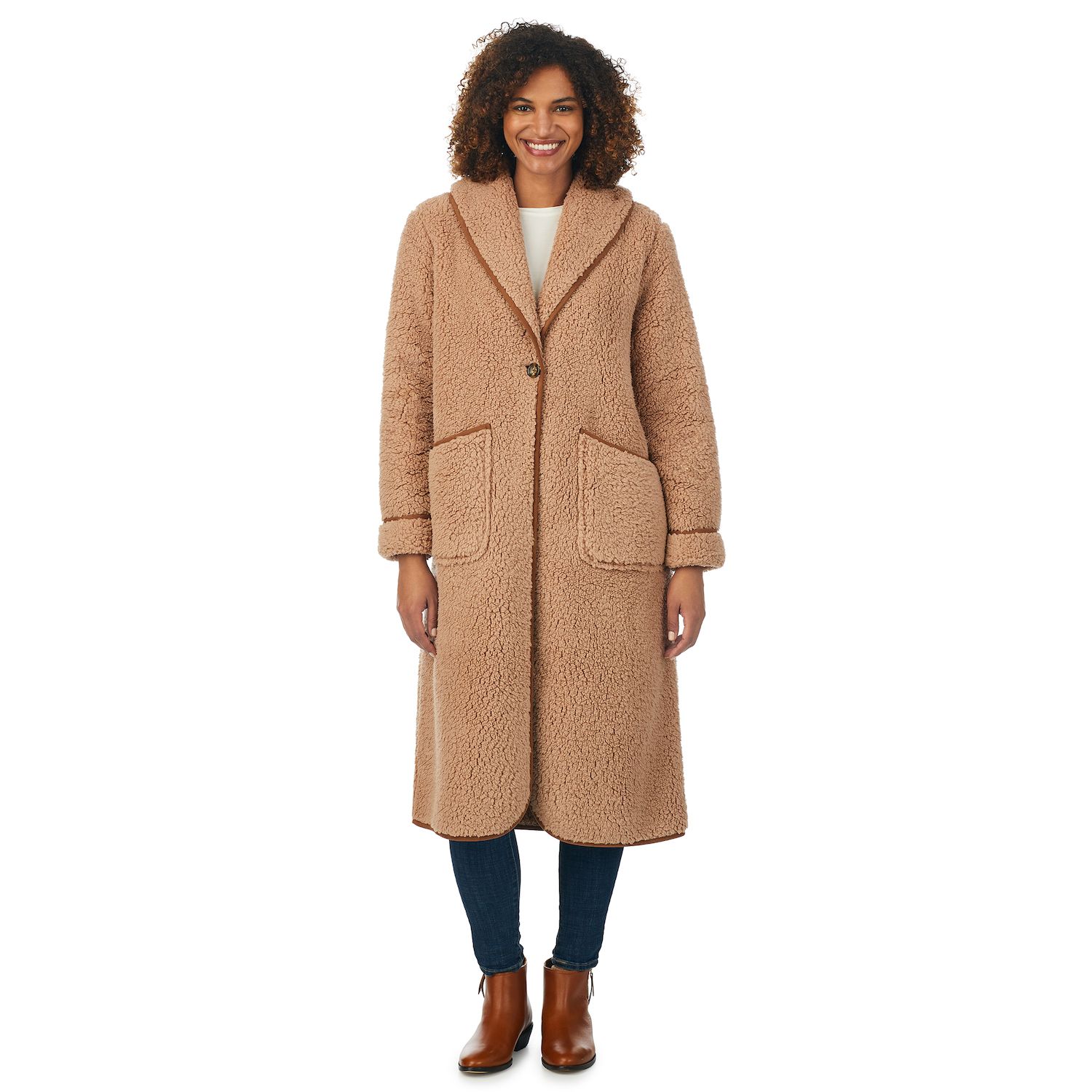 long sherpa teddy coat