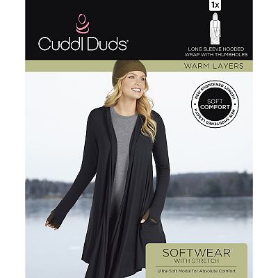 Women s Cuddl Duds Softwear with Stretch Long Sleeve Hooded Wrap