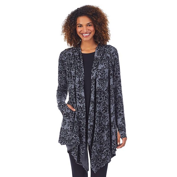 Women's cuddl duds softwear hooded cheap wrap cardigan