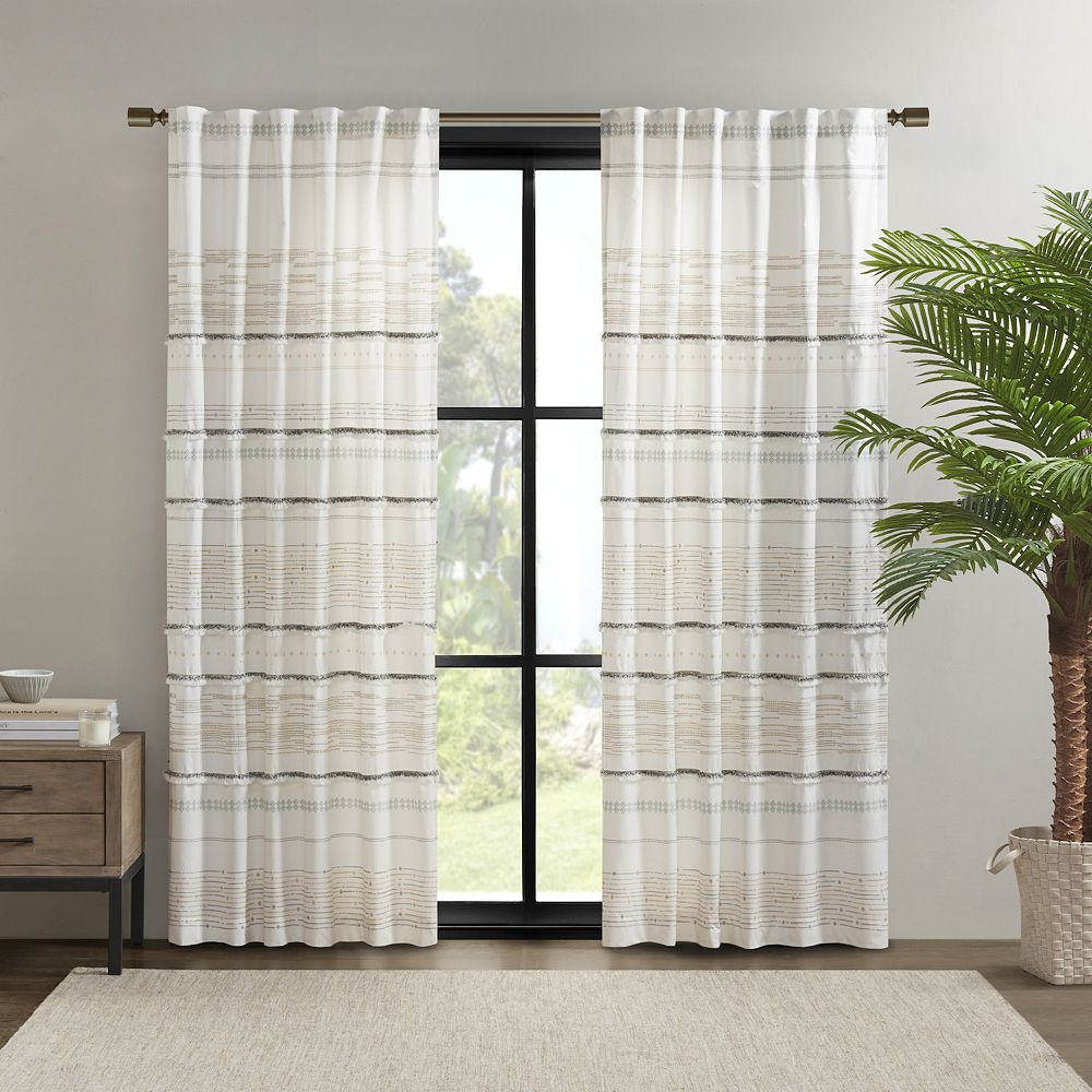 INK+IVY Nea Cotton Light Filtering Printed Rod Pocket 1 Window Curtain ...