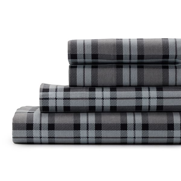 Cuddl Duds® Flannel Sheet Set or Pillowcases - Light Blue Plaid (FULL SET)