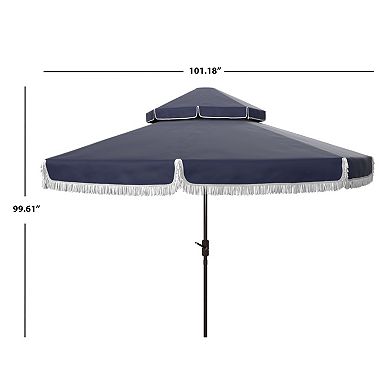 Safavieh Milan Fringe Double Top Crank Umbrella