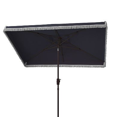 Safavieh Milan Fringe Rectangular Crank Umbrella