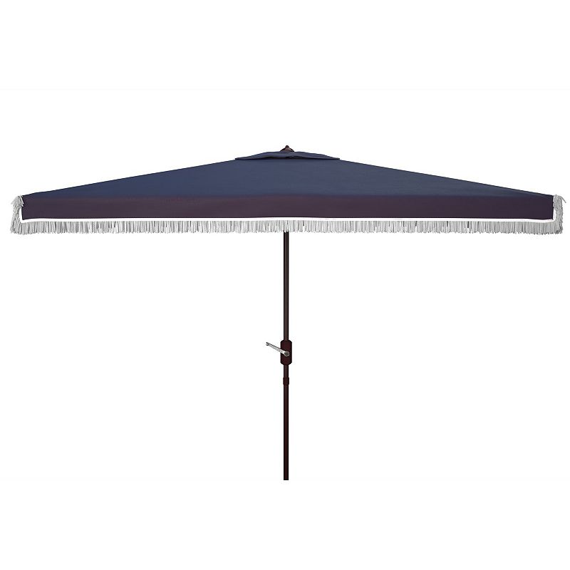 SAFAVIEH Outdoor Collection Milan Fringe 6.5 x 10-Foot Rectangle Umbrella Navy/White