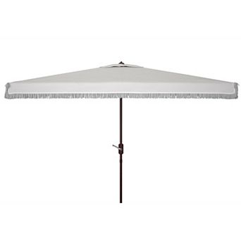 Safavieh Milan Fringe Rectangular Crank Umbrella