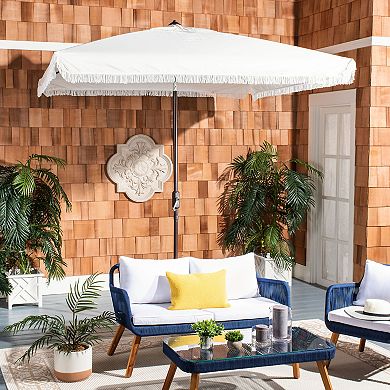 Safavieh Milan Fringe Square Crank Umbrella