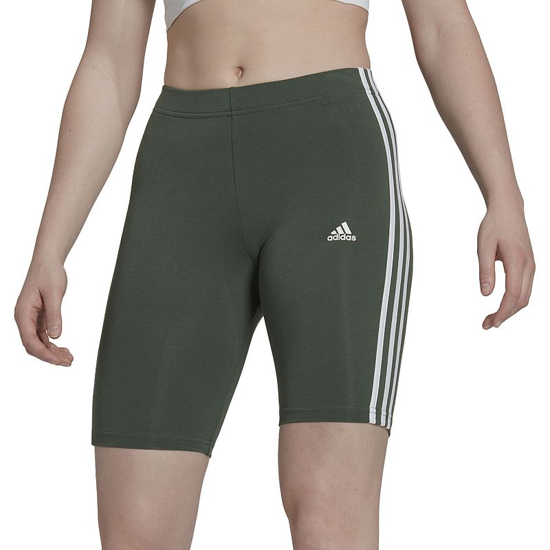Womens adidas 3-Stripes 9-in. Bike Shorts, Size: XS, Dark Green
