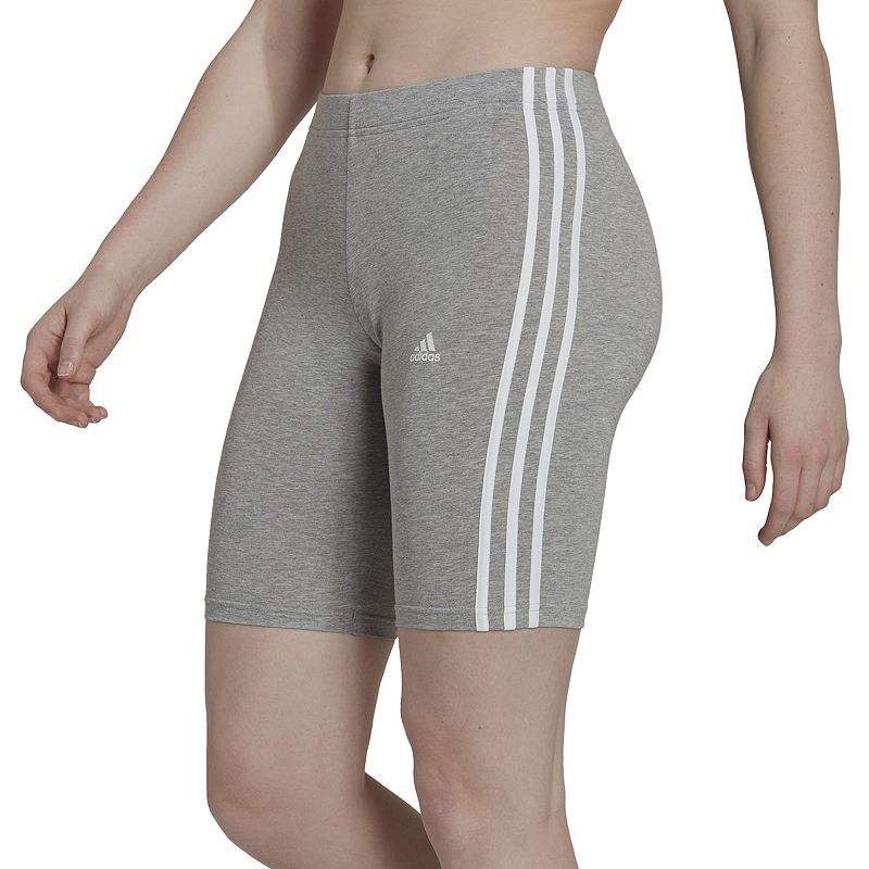 Womens adidas 3-Stripes 9-in. Bike Shorts, Size: XS, Med Grey
