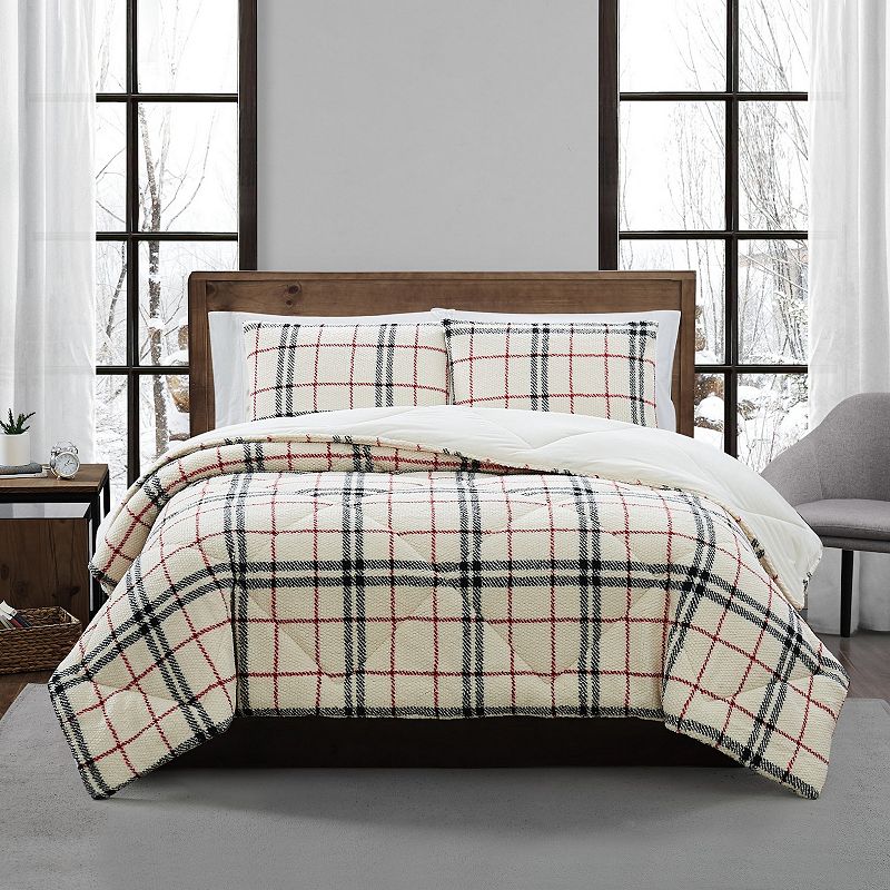 Popcorn Plaid Plush 2 Piece Comforter Set, Twin