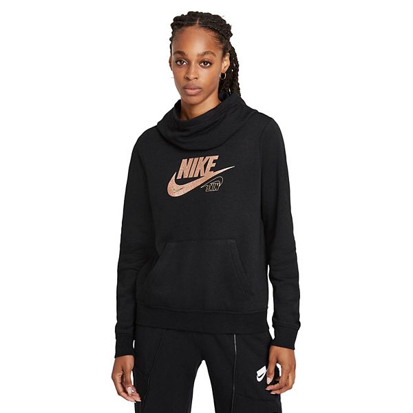 Nike Sportswear Women's Club Fleece Funnel-Neck Glitter Pullover Hoodie /  Archaeo Pink