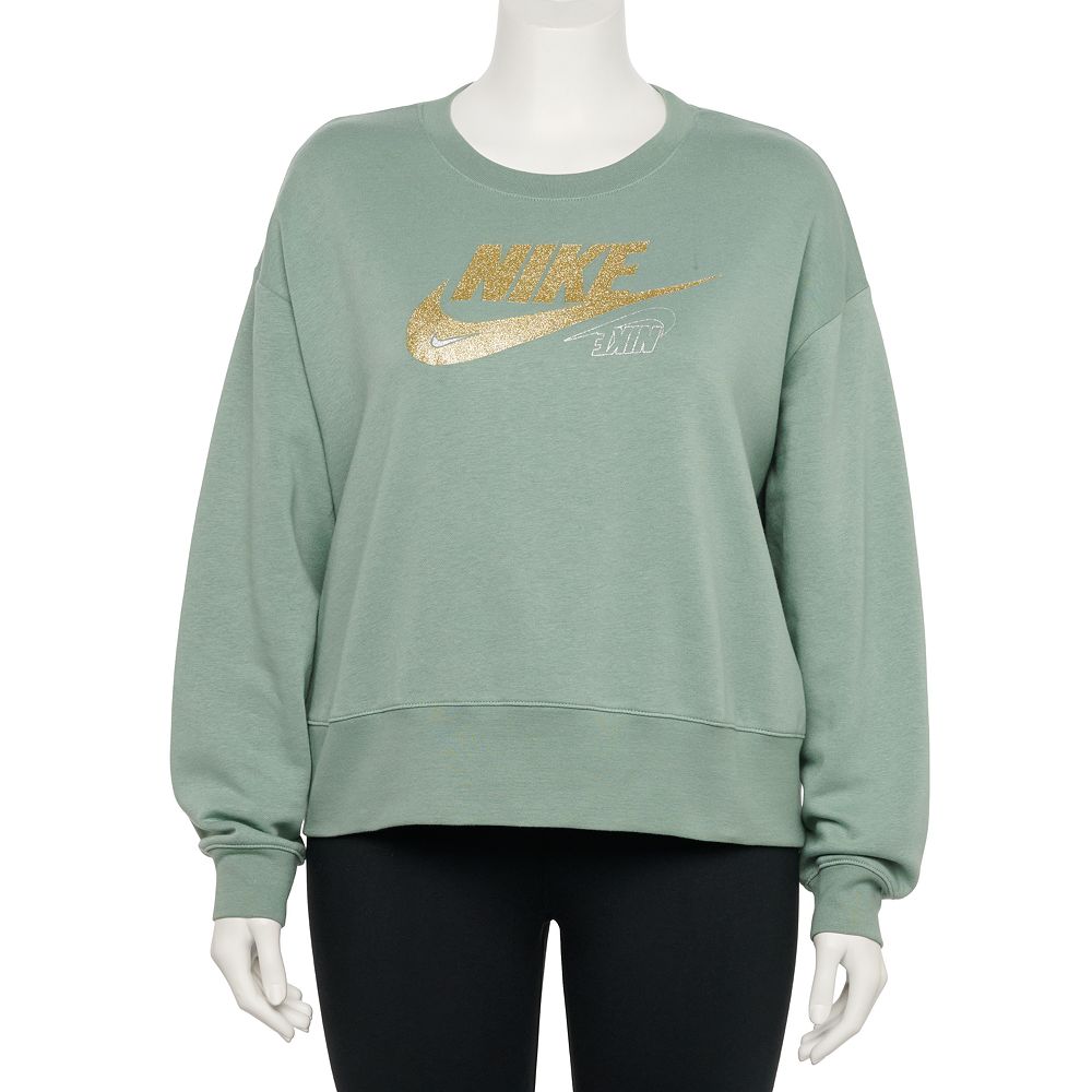 Plus Size Nike Club Glitter Logo Crewneck Sweatshirt