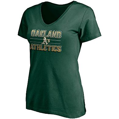 Women's Fanatics Branded Green Oakland Athletics Compulsion to Win V-Neck T-Shirt