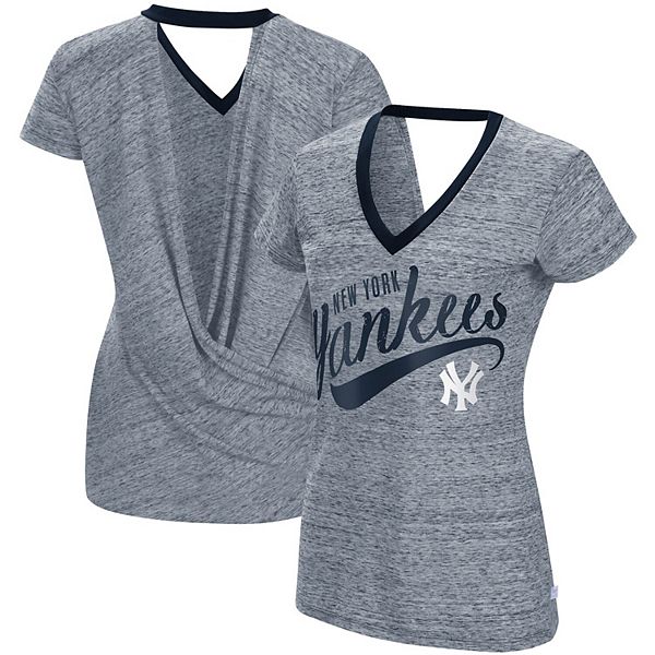 Women's New York Yankees Soft as a Grape Navy Stars & Stripes Americana  V-Neck T-Shirt