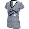 Women's Touch Navy New York Yankees Hail Mary V-Neck Back Wrap T-Shirt