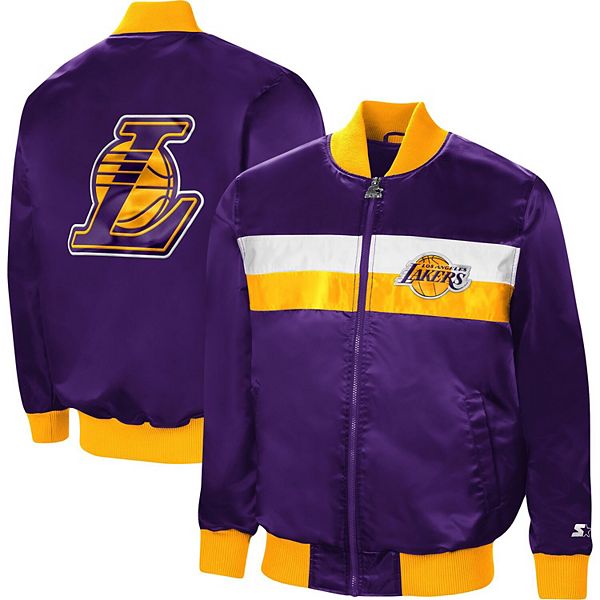 Men's Starter Purple Los Angeles Lakers The Ambassador Satin Full-Zip ...