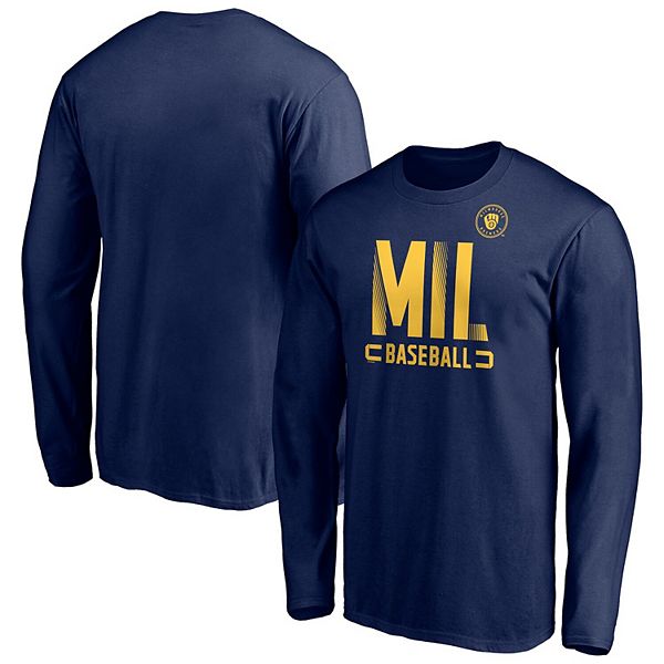 Men's Fanatics Branded Navy Milwaukee Brewers Dash Abbreviation Long Sleeve  T-Shirt