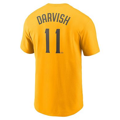 Men's Nike Yu Darvish Gold San Diego Padres Name & Number T-Shirt