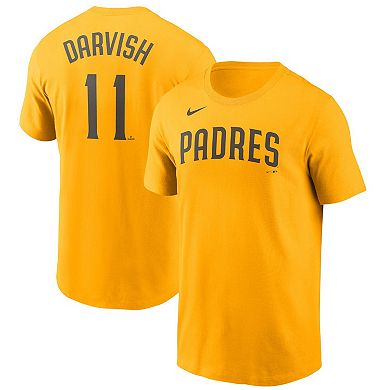 Men's Nike Yu Darvish Gold San Diego Padres Name & Number T-Shirt