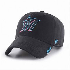 Men's Fanatics Branded Black/Blue Miami Marlins Stacked Logo Flex Hat