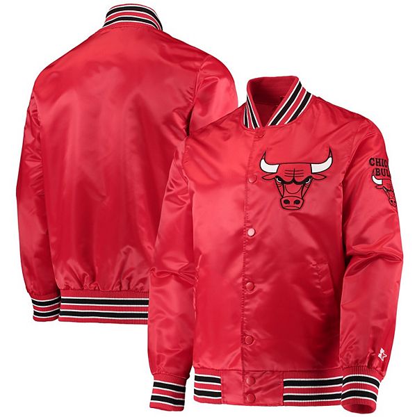 Men's Starter Red Chicago Bulls The Diamond Classic Satin Full-Snap Jacket