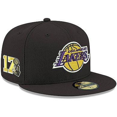 Men's New Era Black Los Angeles Lakers 17-Time Champions Side Patch ...
