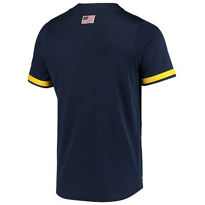 Men s Nike Navy Michigan Wolverines Replica 2 Button Baseball Jersey