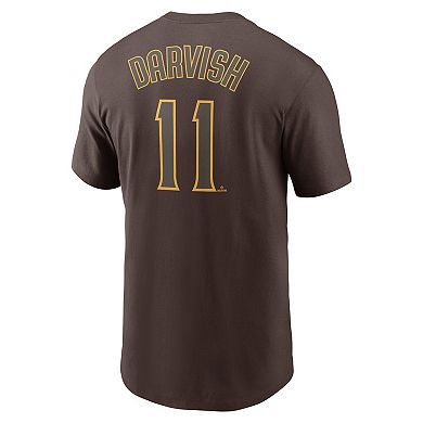 Men's Nike Yu Darvish Brown San Diego Padres Name & Number T-Shirt