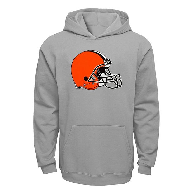 Youth Gray Cleveland Browns Current Logo Pullover Hoodie