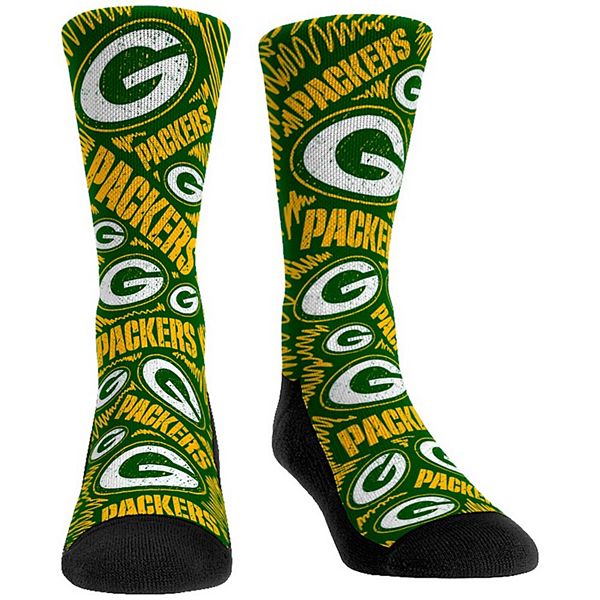 Women s Rock Em Socks Green Bay Packers Logo Sketch Crew Socks