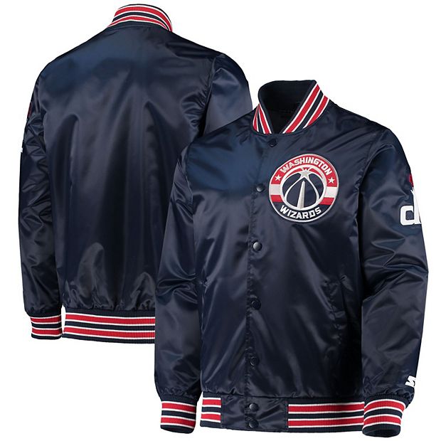 Men's Starter Navy Washington Wizards The Diamond Classic Satin Full-Snap  Jacket