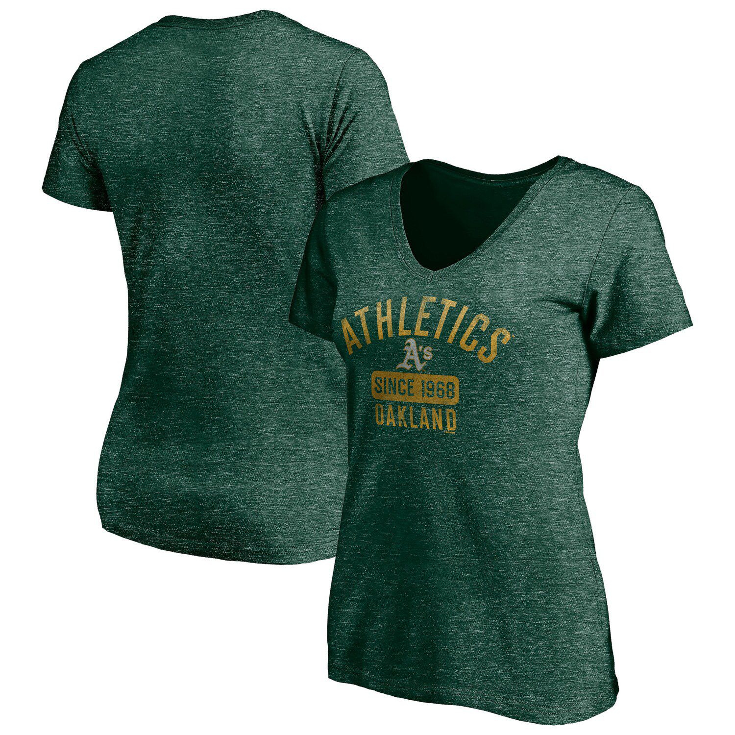 Lids Oakland Athletics Fanatics Branded Utility Two-Stripe Raglan Tri-Blend  T-Shirt - Heather Green