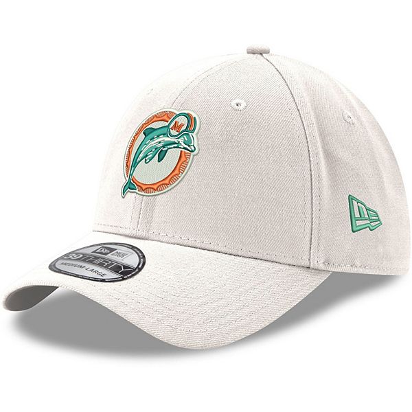 Men's New Era White Miami Dolphins Throwback Logo Iced II 39THIRTY