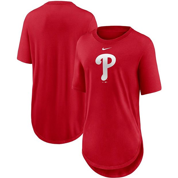 Women's Nike Red Philadelphia Phillies Mascot Outline Weekend Tri-Blend T- Shirt